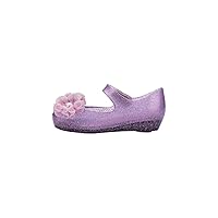 mini melissa Ultragirl Collection Mary Jane Flats for Toddlers and Babies - Comfortable & Cute Peep Toe Jelly Flat Shoes with Transparent Upper and Small Bow for Little Girls