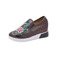 Women and Ladies Peacock Embroidery Increase Heigh Shoe Casual Traveling Shoes Sneaker