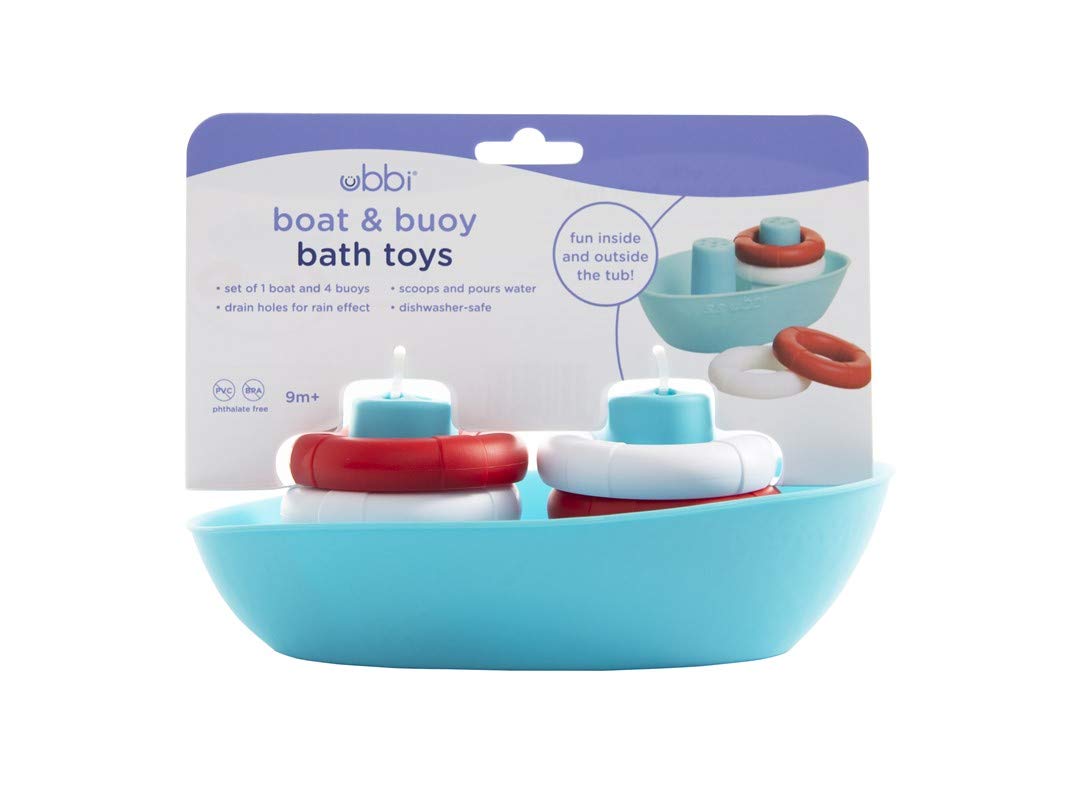 Ubbi Boat & Buoys Bath Toys, Includes 1 Boat and 4 Buoys, Bath Time Toys for Toddlers