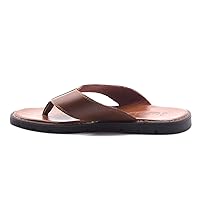 Jazamé Men's 69213 Leather Slip On Peasant Toe Loop Roman Flip Flop Dress Sandals