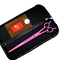 high-end Professional pet Care 9.0 inch pet Scissors 440C Steel Cutting Scissors (Pink)