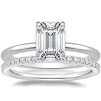 Emerald Cut Wedding Ring Set for Women 4 CT Moissanite Bridal Ring Set Engagement Ring Set 925 Sterling Silver Bridal Sets Wedding Rings
