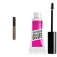 NYX PROFESSIONAL MAKEUP Tinted Eyebrow Mascara, Brunette & The Brow Glue, Extreme Hold Eyebrow Gel - Clear