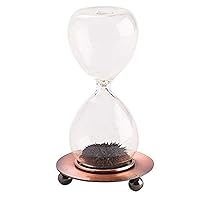 WARM FUZZY Toys Magnetic Hourglass - 1 Minute Sand Timer - Large Sand Clock with Black Magnet Iron Powder & Metal Base, Sand Watch - Hourglass Sandglass for Office Desk and Home Decorative