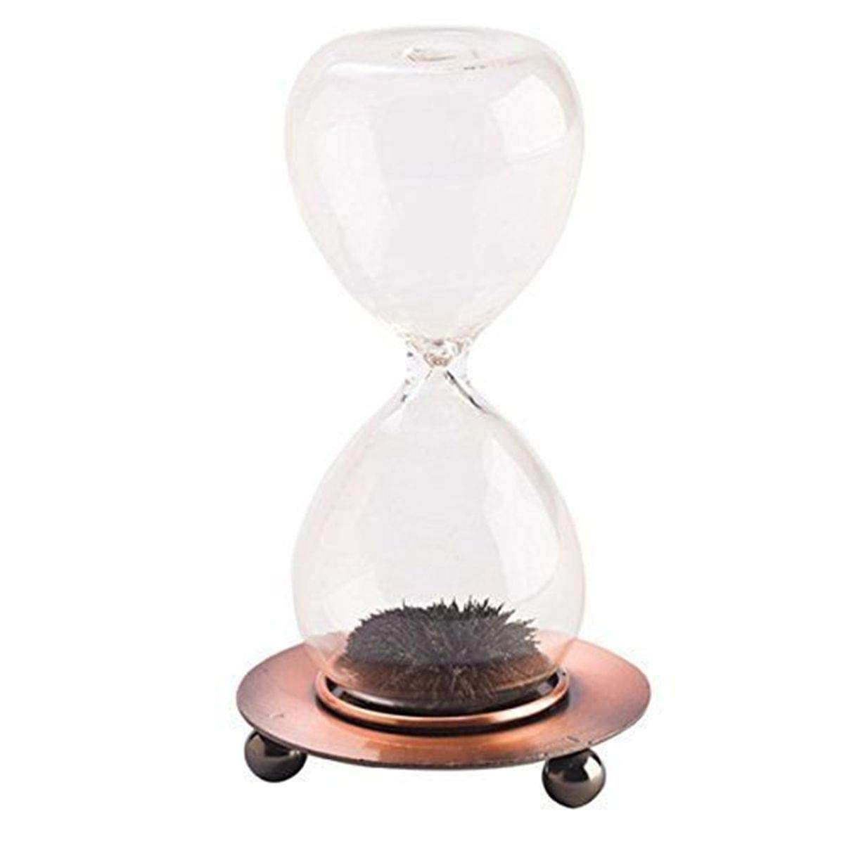 WARM FUZZY Toys Magnetic Hourglass - 1 Minute Sand Timer - Large Sand Clock with Black Magnet Iron Powder & Metal Base, Sand Watch - Hourglass Sandglass for Office Desk and Home Decorative