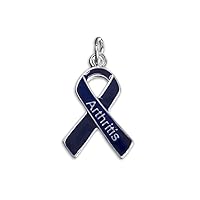 Dark Blue Ribbon for Arthritis and Child Abuse Awareness Charms - Perfect for Jewelry Making, Bracelets, Necklaces, DIY Projects, Support Groups, Fundraisers and More!