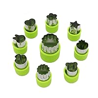 Vegetable Cutter Shapes Set,Mini Pie,Fruit and Cookie Stamps Mold for Kids Baking and Food Supplement Tools Accessories Crafts for Kitchen,Green,9 Pcs