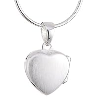 Vinani Opening Heart Locket Pendant Shiny with Snake Chain 925 Sterling Silver Italy, AHK S