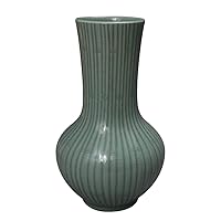 Korean Celadon Embossed Bamboo Design Green Decorative Porcelain Ceramic Pottery Home Decor Accent Vase