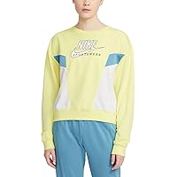 Nike Womens Heritage Colorblocked Sweatshirt Size Medium Color Lt Zitron/Birch Heather/Cerulean/White
