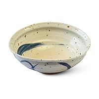 Shigaraki W926-02 Ceramic, Width 7.3 x Depth 6.7 x Height 2.6 inches (18.5 x 17 x 6.5 cm), Blue Round Crest Deflection Medium Bowl, Stylish Pottery 4510542399808