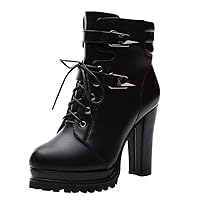 Ankle Boots for Women Classic Women Boot Pointed Toe Chunky Heel High Zipper in Platform Women Ankle Boots