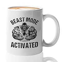 Body Builder Coffee Mug 11oz White -Beast Mode Activated - Gym Lover Fitness Instructor Weighlifter Coach Trainer Workout Athletic Personal Trainer Powerlifter Instructor