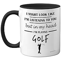 Golf Gifts for Men - in My Head I'm Playing Golf Mug - Funny Golf Presents for Men, Gifts for Golfers Men, Golf Presents, Golf Lover Gift Ideas, 11oz Ceramic Black Handle Premium Mugs