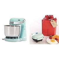 Dash Stand Mixer, Aqua & Mini Maker Portable Grill Machine + Panini Press for Gourmet Burgers, Sandwiches, Chicken + Other On the Go Breakfast, Lunch, or Snacks with Recipe Guide - Aqua