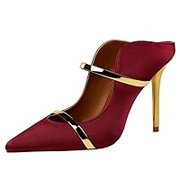 Women Pointed Toe Stiletto Slip On Satin Dress Pumps Shoes Fashion Hollowed-Out