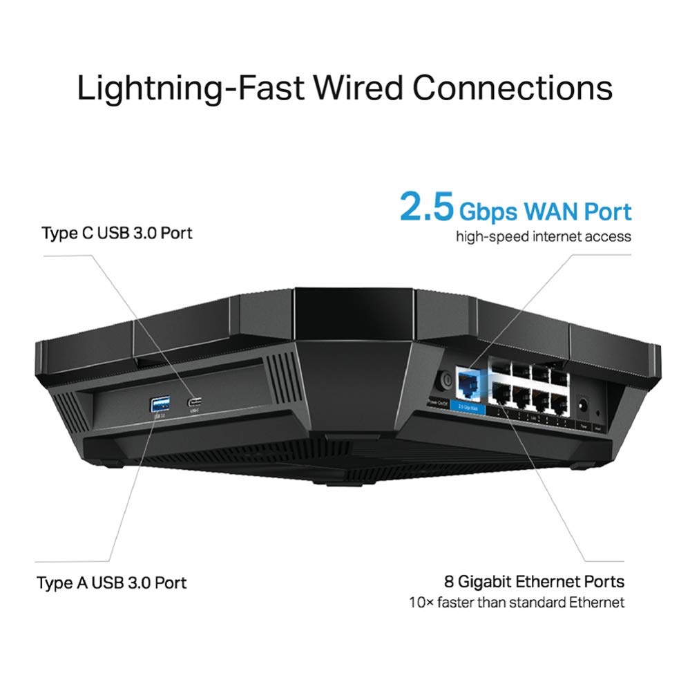 TP-Link AX6000 WiFi 6 Router(Archer AX6000) -802.11ax Wireless 8-Stream Gaming Router, 2.5G WAN, 8 Gigabit LAN Ports, MU-MIMO, 1.8GHz Quad-Core CPU