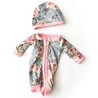 QULSE Jumpsuit Doll Outfit for 10-12Inch Baby Doll 25-30cm Reborn Doll Clothes(Pink-Grey Jumpsuit)
