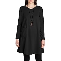 ZANZEA Women's V Neck Long Sleeve Tunic Tops Cocktail Party A-line Swing Casual Loose Mini Dress