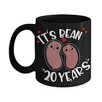 20th Anniversary Mug for Husband Wife Funny Vegan Vegetarian Food Pun Its Bean 20 Years Platinum Twentieth Yr Married Cute Keepsake for Couple 11 or 1