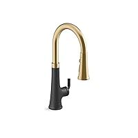 23766-WB-BMB Tone Voice-Activated Sink, Touchless Kitchen Faucet with Pull Down Sprayer, Matte Black with Moderne Brass