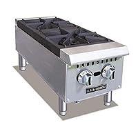 Adcraft BDCTH-12 Black Diamond Countertop Two Burner Hotplate, 50,000 BTU, Natural Gas Stainless Steel 12 in. W x 30 in. D x 13.5 in. H