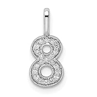 14k White Gold Diamond Sport game Number 8 Pendant Necklace Measures 15.32x6.11mm Wide 1.32mm Thick Jewelry Gifts for Women