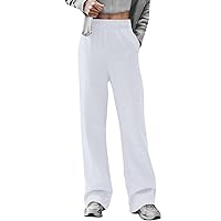 Women's Wide Leg Dress Pants Casual Elastic High Waisted Drawstring Long Pants with Pockets Tall, S-2XL