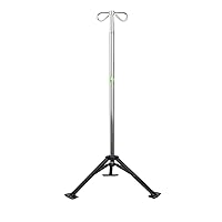 Professional Medical Economy Removable Top Pole, Stainless Steel Drip Stand 2-Hook Portable Adjustable Height Foldable Infusion Stand