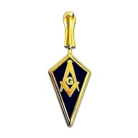 Trowel with Square & Compass Masonic Lapel Pin - [Gold & Blue][1'' Tall]