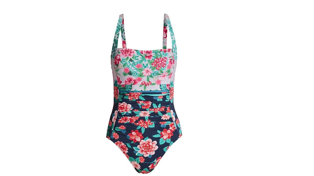 Johnny Was Japer Ruched One-Piece Swimsuit Multi XS