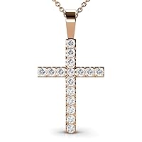 Lab Grown Diamond Women Cross Pendant Necklace (VS2-SI1,G-H) 0.80 ctw 14K Gold. Included 18 Inches Chain