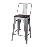 GIA Middle Back 24-Inch Counter-Height Metal Stool, 1-Pack, Gray