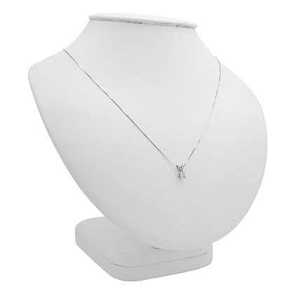 Amanda Rose Collection AGS Certified 1/3ct REAL Diamond Solitaire Pendant Necklace for Women in 14K White Gold on an 18 in. Box Chain