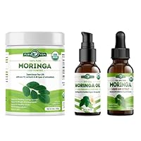 PURA VIDA MORINGA Powder 8 oz. Moringa Leaf Extract Drops (2fl oz) and Organic Moringa Oil (2fl oz)