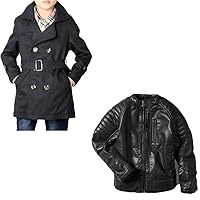 LJYH Big Boys Classic Peacoats Dress Coats Children Fall Toggle Trench Jackets Black 13/14yrs Boys Bomber Faux Leather Jackets Children Collar Motorcycle Coats Black 13/14yrs