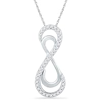 The Diamond Deal 10kt White Gold Womens Round Diamond Vertical Double Infinity Pendant 1/10 Cttw