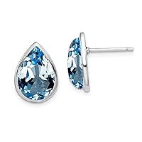 Choose Your Gemstone Pear Shape Stud Earring 925 Sterling Silver For Women Girls Birthstone Fashion Chakra Healing Jewely, ﻿Classic Bezal Set Stud Earrings,Post with friction back