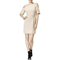 Womens Cold-Shoulder Sheath Dress, Beige, XX-Large