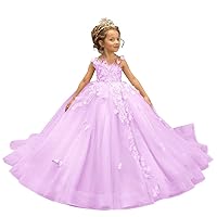 Flower Girl Dresses for Wedding Lace Appliques 3D Butterfly Junior Bridesmaid Dress