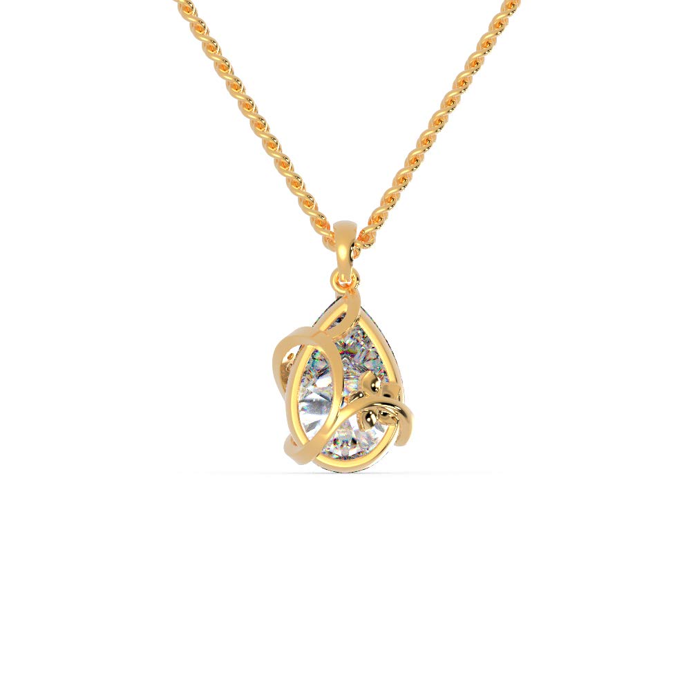 Certified Solitaire Pendant in 14K White/Yellow/Rose Gold with 0.05 Ct Round Natural Diamond & 5 Ct Pear Moissanite Solitaire Diamond & 18k Gold Chain Necklace for Wife, Mother, Sister, Girlfriend