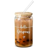 NewEleven Birthday Gifts For Women - Hello Gorgeous Gifts For Boss Lady, Women, Coworker, Friends - Gifts For Female Friends, Boss Lady - 16 Oz Coffee Glass
