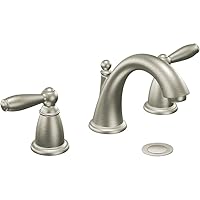 Moen Brantford Brushed Nickel Two-Handle Widespread Bathroom Sink Faucet Trim Kit, Traditional Bathroom Faucet for Three Hole Bath Sinks (Valve Required), T6620BN