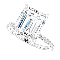 JEWELERYIUM 4 CT Emerald Cut, VVS1 Colorless Moissanite, Engagement Ring Wedding Band Gold Silver Eternity Solitaire Halo Vintage Antique Anniversary Promise Gift, Diamond Engagement Ring