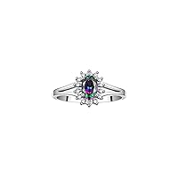 Rylos Halo Ring: Diamond Birthstone with 6X4MM Oval Gemstone - Women's Jewelry in Sterling Silver - Stunning Diamond Ring Sizes 5-10