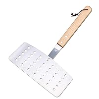 CHUNCIN - Stainless Steel Slotted Spatula, Extra Wide Kitchen Fish Turner with Wooden Handle, Cooking Baking Flipping Grilling Frying Pancake Spatula,Silver