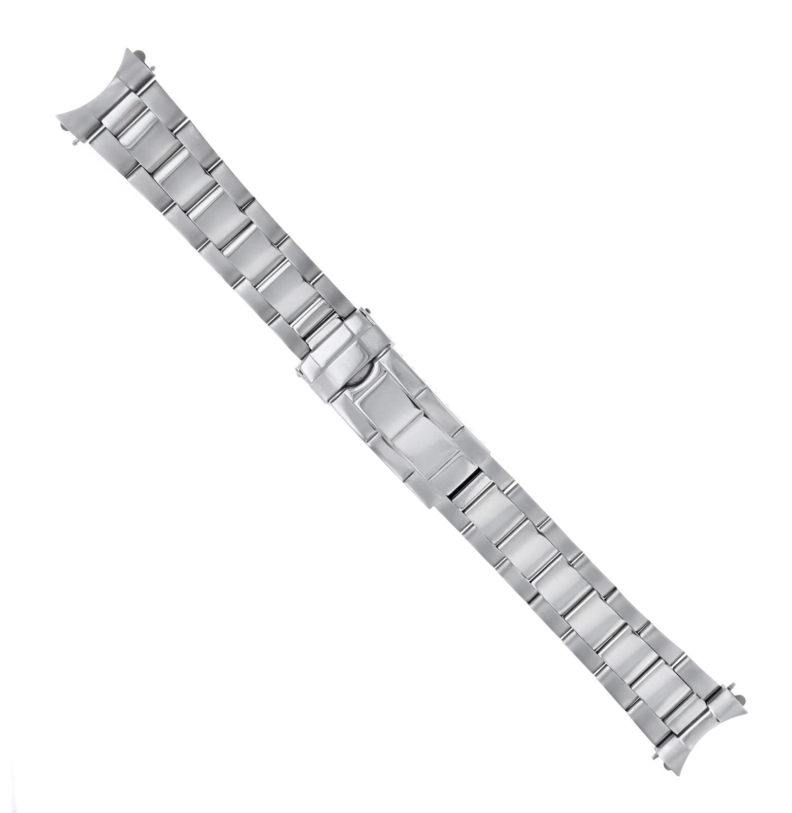 Ewatchparts 20MM OYSTER WATCH BAND BRACELET COMPATIBLE WITH ROLEX SUBMARINER SHINY CENTER FLIP LOCK TQ Silver