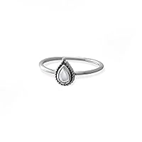 Boma Jewelry Sterling Silver Moonstone Teardrop Rope Texture Ring