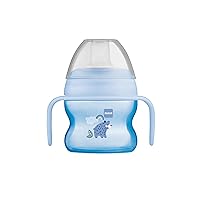 Starter Cup (1 Count), MAM Sippy Cup, Drinking Cup with Extra-Soft Spill-Free Spout and Non-Slip Handles, for Boys 4+ Months, Five Ounces, Blue