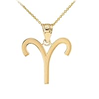 GOLD ARIES ZODIAC SIGN PENDANT NECKLACE - Gold Purity:: 14K, Pendant/Necklace Option: Pendant With 20